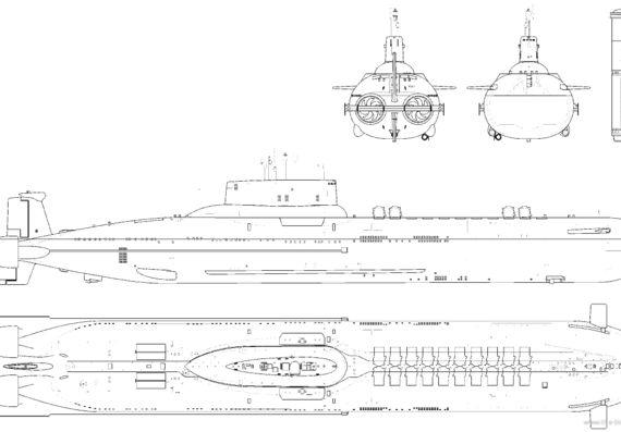 Подводная лодка СССР Project 971UM Akula [Submarine] - чертежи, габариты, рисунки
